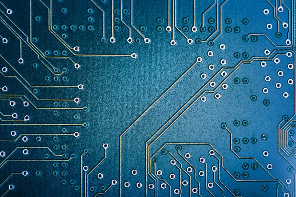 High Tech Circuit Board. Macro technology and computing concept. Network Technology Background .